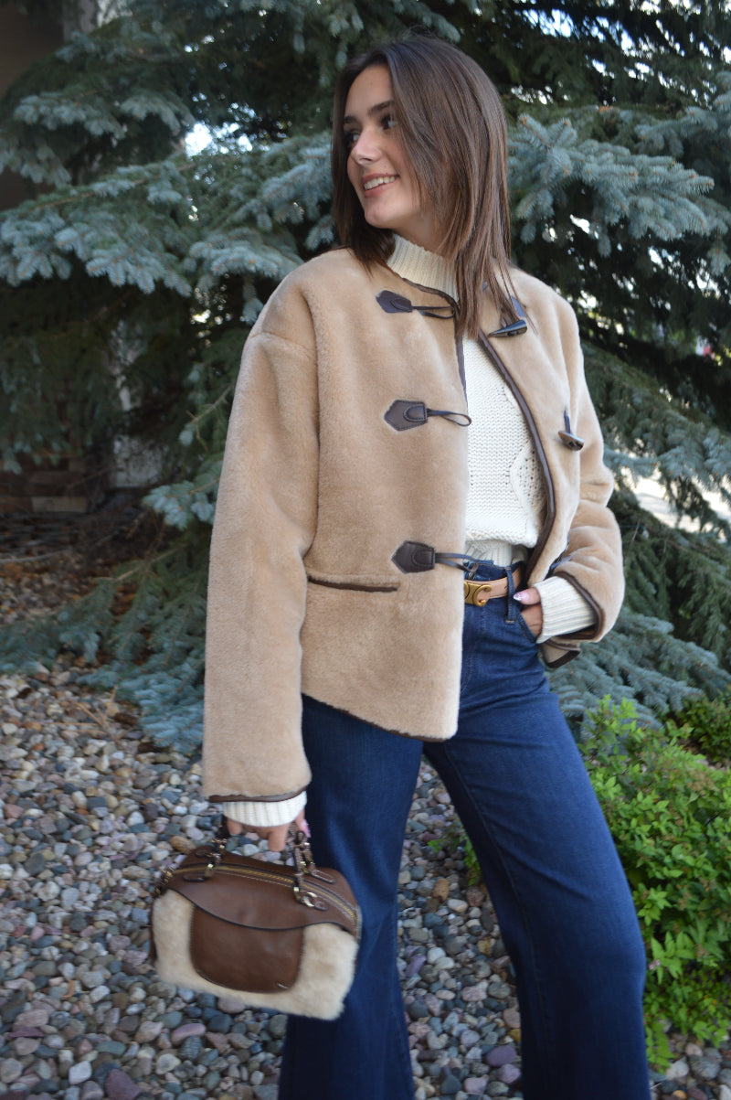 Luna Faux Sherpa Leather Bag