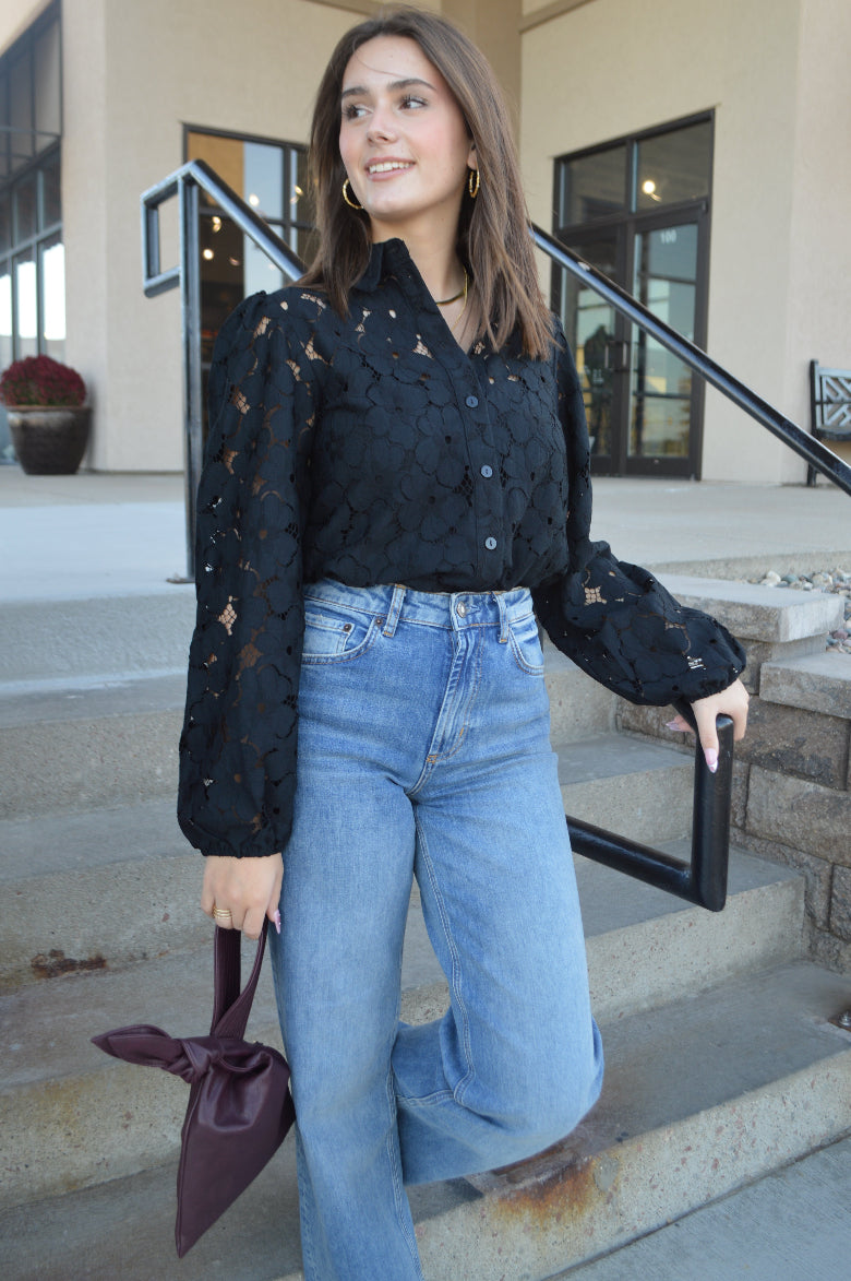 Leighton Lace Button Down