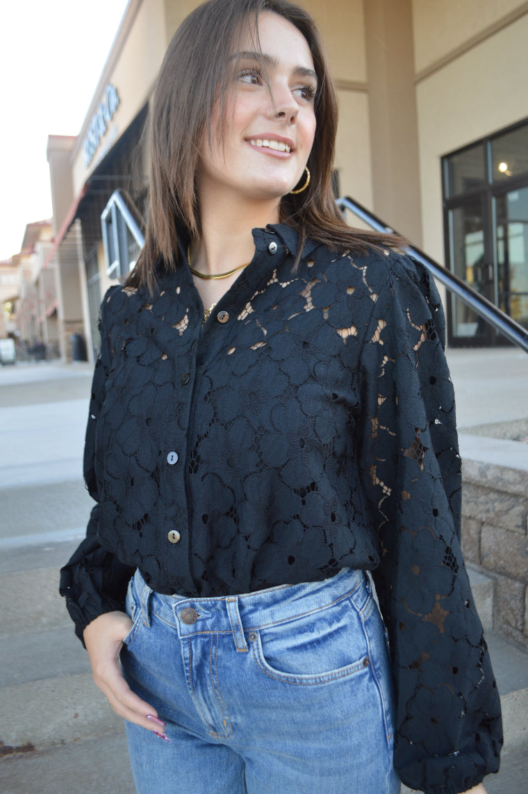 Leighton Lace Button Down