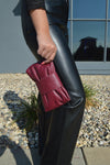 Adele Leather Clutch, Burgundy