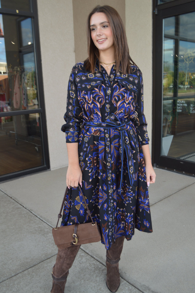 Farm Rio Arabesque Mix Scarves Midi Dress