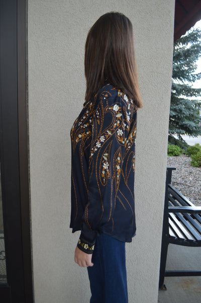 Farm Rio Garden Button Front Blouse