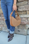 .Charli Genuine Suede Hobo Handbag, Camel