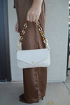 Jewel Leather Handbag, Ivory