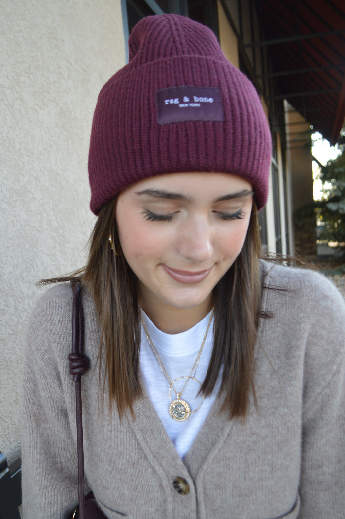 Rag & Bone Blake Beanie, Burgundy