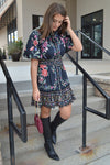 Farm Rio Belle Garden Black Mini Dress