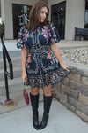 Farm Rio Belle Garden Black Mini Dress