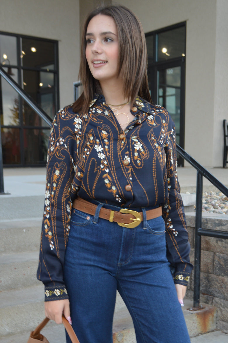 Farm Rio Garden Button Front Blouse
