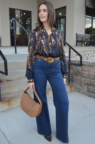 Farm Rio Garden Button Front Blouse