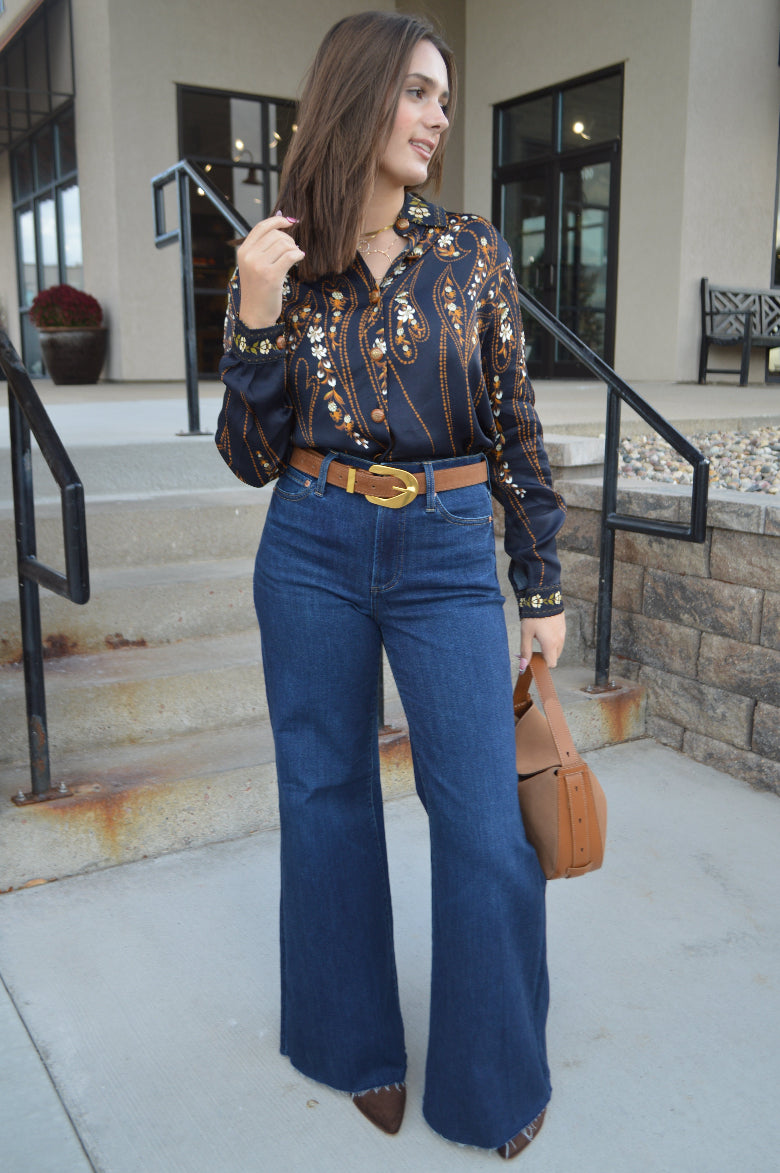 Farm Rio Garden Button Front Blouse