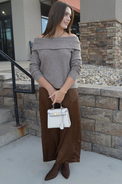 Madison Satin Crop Pants, Chocolate