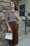Madison Satin Crop Pants, Chocolate