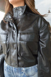 Quinn Cropped Faux Leather Jacket