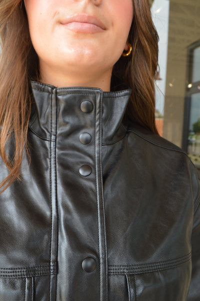 Quinn Cropped Faux Leather Jacket