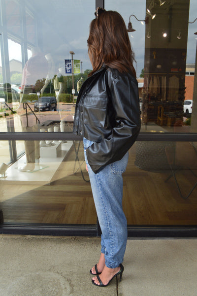 Quinn Cropped Faux Leather Jacket