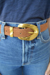 Aggie Faux Suede Belt, Cognac