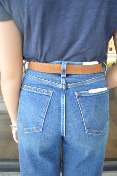 Aggie Faux Suede Belt, Cognac