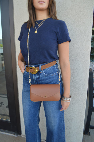 Jewel Leather Handbag, Camel