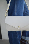 .Jewel Leather Handbag, Ivory