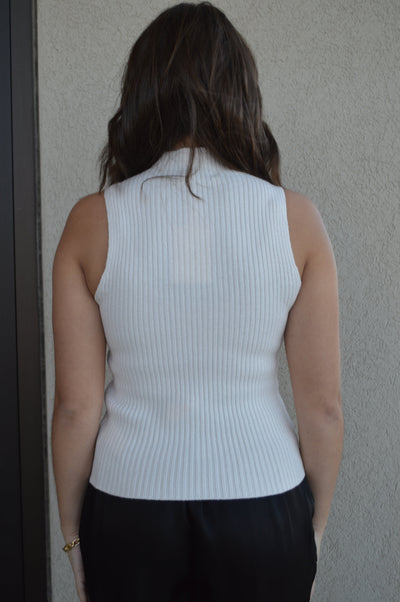 Claudia Ribbed Mock Neck Sweater, Ivory