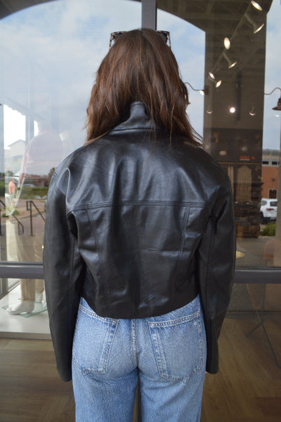 Quinn Cropped Faux Leather Jacket