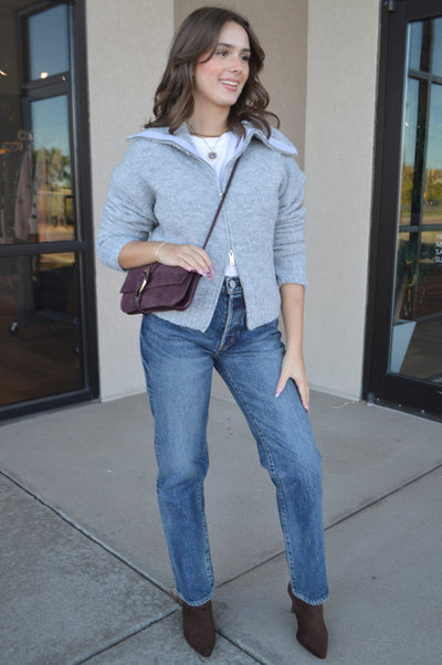 Bobbi Zip Front Bouclé Cardigan