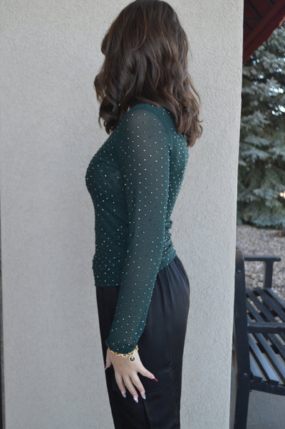 Aster Embellished Mesh Top