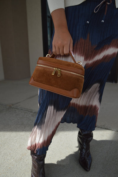Abby Genuine Suede Handbag, Camel