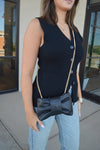 Adele Leather Clutch, Black