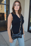 Adele Leather Clutch, Black
