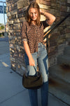 .Charli Genuine Suede Hobo Handbag, Black