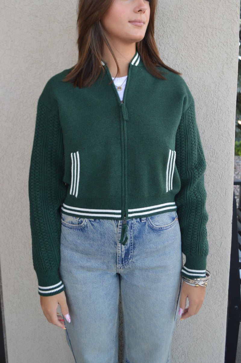 Chelsey Zip Front Sweater Jacket