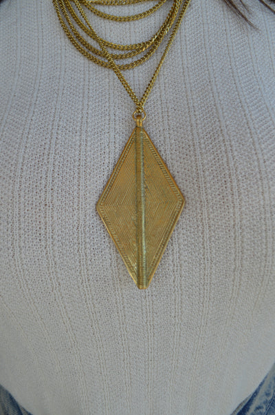 Brass Diamond Shield Pendant