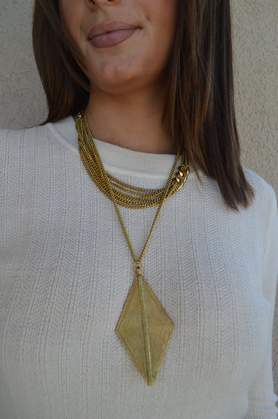 Brass Diamond Shield Pendant