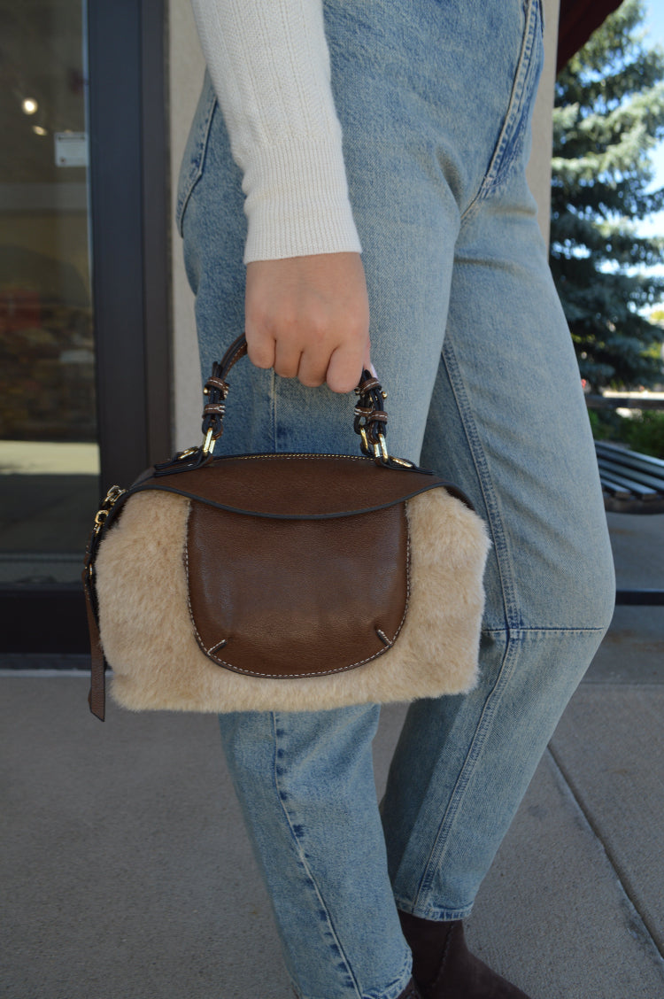 Luna Faux Sherpa Leather Bag