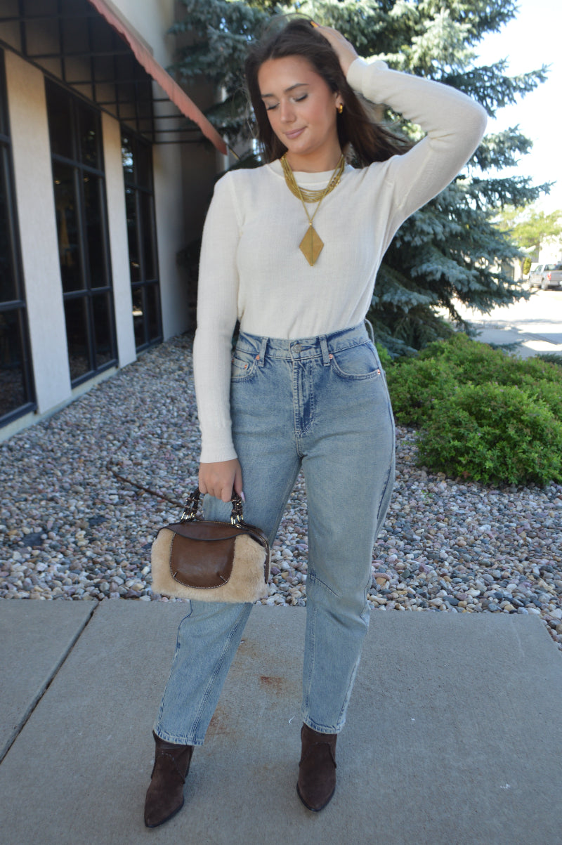 Luna Faux Sherpa Leather Bag