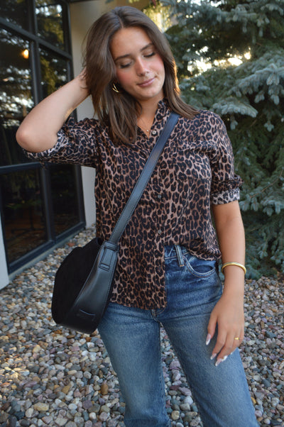 .Charli Genuine Suede Hobo Handbag, Black