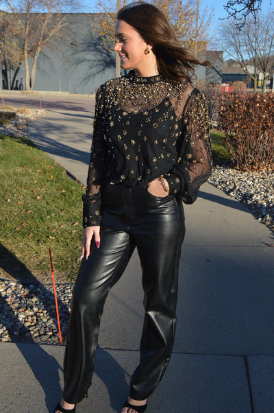 Farm Rio Embellished Tulle Lined Blouse