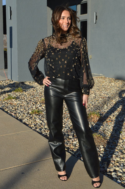 Farm Rio Embellished Tulle Lined Blouse