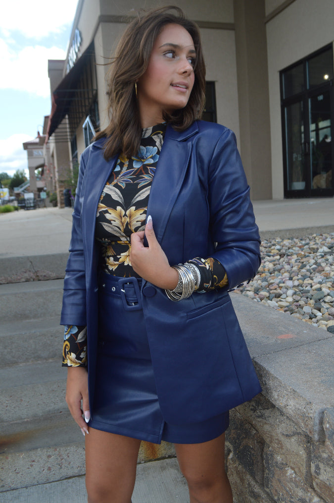 Amelia Faux Leather Blazer