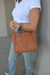 .Tara Faux Leather Bucket Bag, Cognac