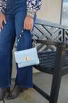 Liv Pebbled Leather Handbag, Powder