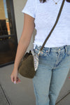 .Gabby Mini Faux Suede Bucket bag, Olive
