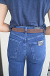 .Aggie Faux Suede Belt, Chocolate