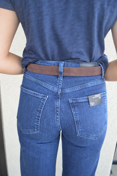 .Aggie Faux Suede Belt, Chocolate