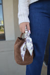 .Gabby Mini Faux Suede Bucket bag, Mocha