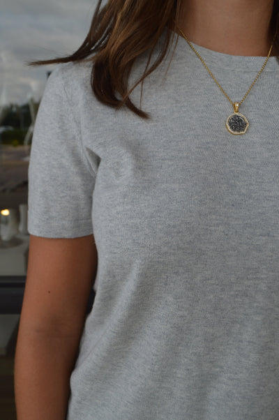 .Rails Cotton Cashmere Sweater Tee, Grey