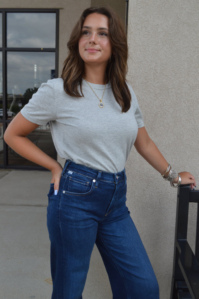 .Rails Cotton Cashmere Sweater Tee, Grey