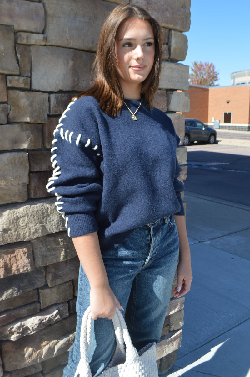 Beckett Whip Stitch Trim Sweater