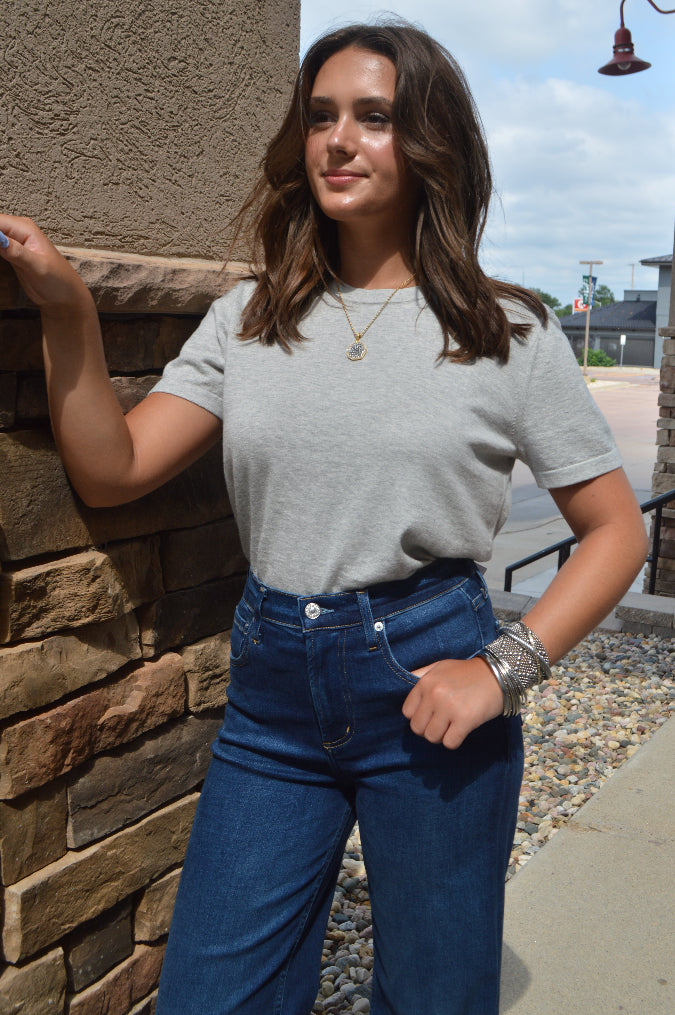 .Rails Cotton Cashmere Sweater Tee, Grey